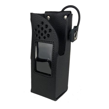 Black Leather Holster with Swivel Beltloop for Tait TP9600 Series Radios - 49er Communications - 49er Communications