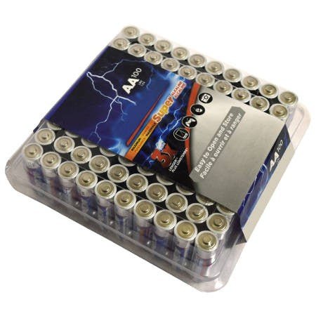 100 Pack of AA Alkaline Disposable Batteries - 49er Communications - Wicked Technology