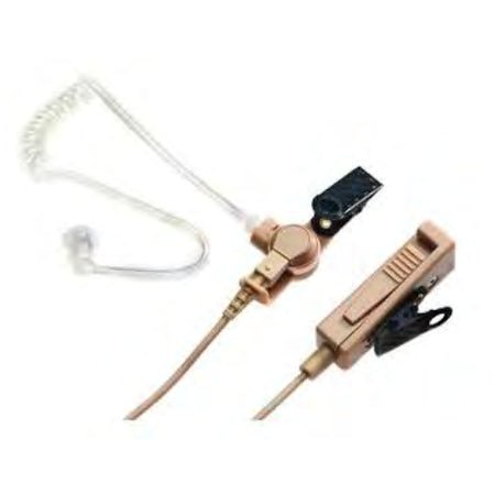 2 - Wire Surveillance Mic, Palm PTT, Beige, XL - AE6M for Harris XL - 200P, XL - 400P Series Radios - 49er Communications - Harris