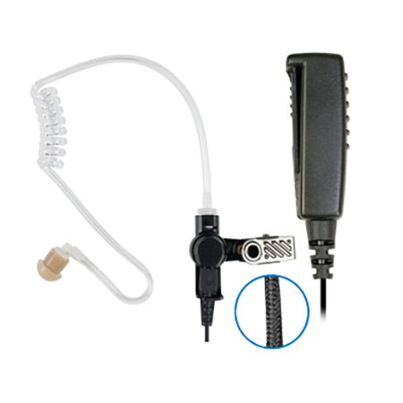 2 - Wire Surveillance Mic with Braided Fiber Cable for Motorola XPR3300, DEP550 & DP3661E Series Portables - 49er Communications - Miner Mic