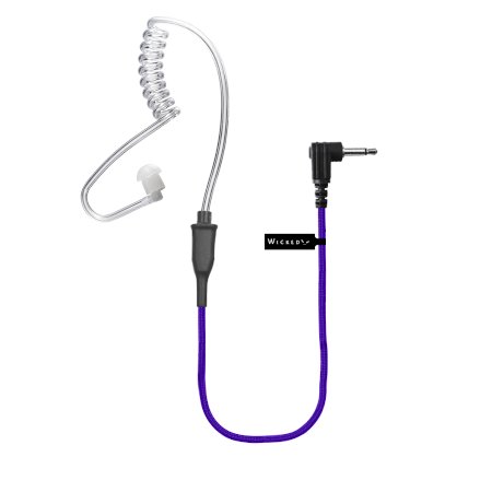 Acoustic Tube Listen Only Earpiece, 3.5mm Jack, Purple Braided Cable - 49er Communications - Wicked Technology