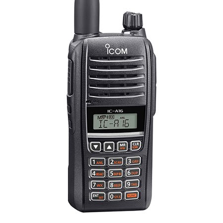 iCOM A16 Aviation Airband Series Handheld Radio - 49er Communications - iCOM