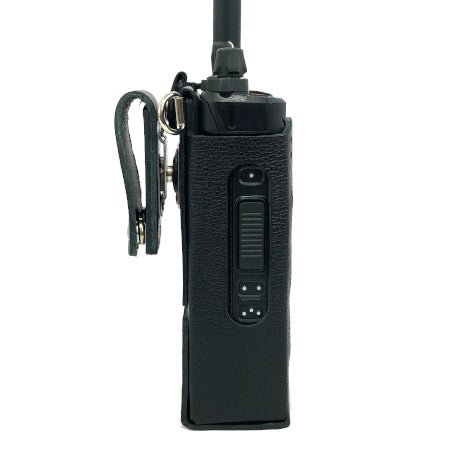 Leather Holster, Open Keypad, Use with Rechargeable Battery for BKR5000 - 49er Communications - 49er Communications