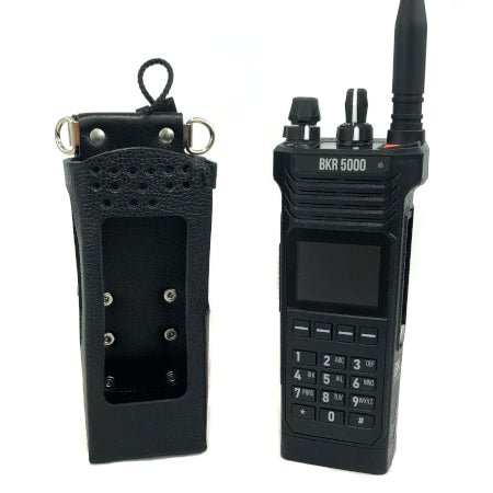 Leather Holster, Open Keypad, Use with Rechargeable Battery for BKR5000 - 49er Communications - 49er Communications