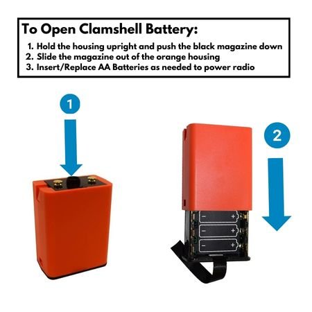 Orange AA Battery Clamshell for DPH, GPH Series Radios - 49er Communications - BadAss