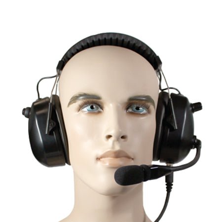 Over The Head Dual Muff Headset for Tait TP8100, TP9300, TP9400 Series Radios - 49er Communications - Miner Mic