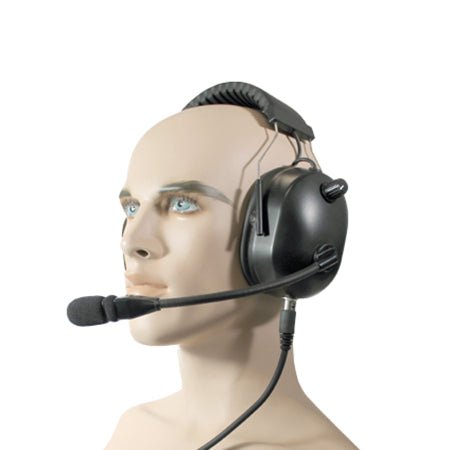 Over The Head Dual Muff Headset for Tait TP8100, TP9300, TP9400 Series Radios - 49er Communications - Miner Mic