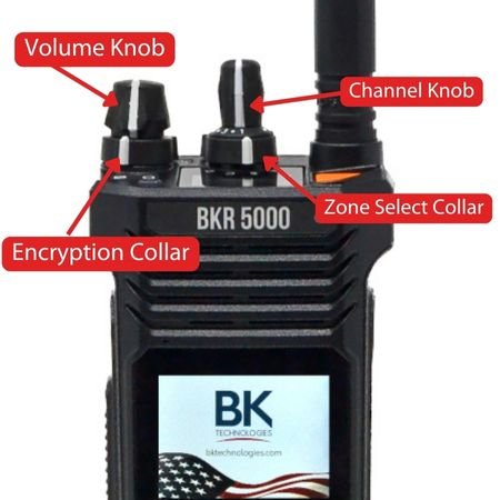 Replacement Volume Knob, Channel Knob and Collar for BKR5000 Radios - 49er Communications - BK Technologies