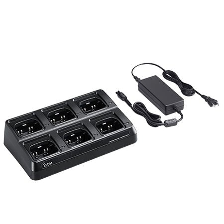 Six Bay Desktop Charger, BC214 for iCom A16, IC - F1100, IC - F2000, IC - F2100, IC - V10 Series Radios - 49er Communications - iCOM