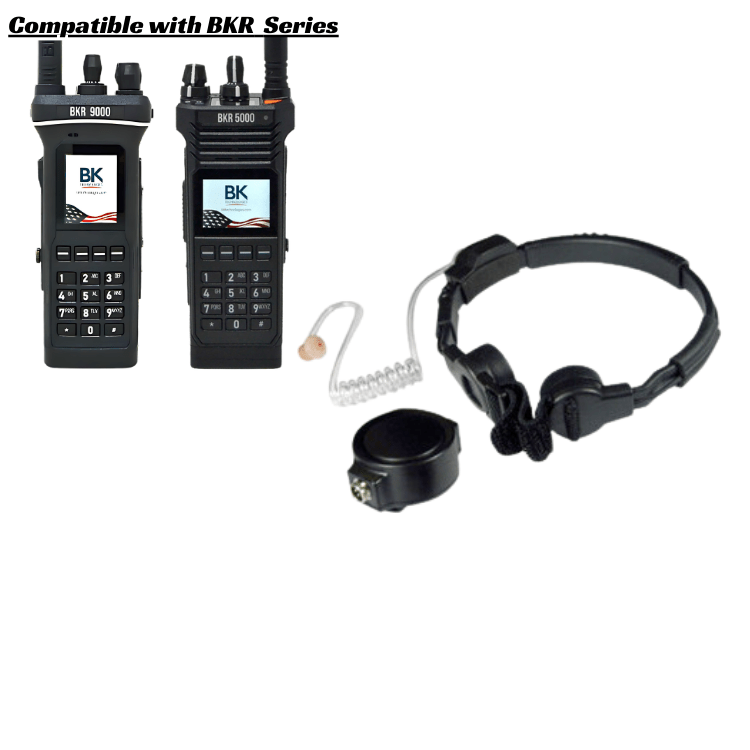 Tactical Throat Mic (BKR0239) with PTT and Earpiece for BKR5000 & BKR9000 Radios - 49er Communications - BK Technologies
